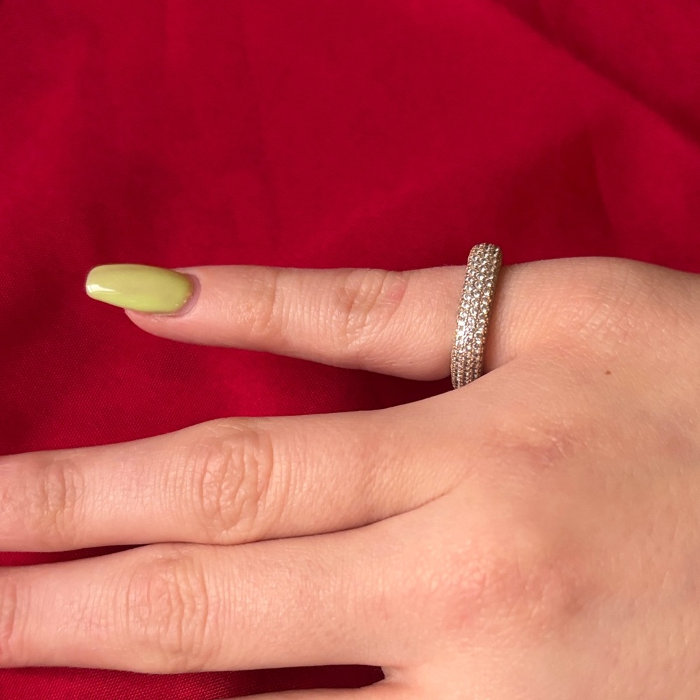 Pavé Square Band Ring in Silver - Picture 2 of 4